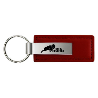 Autogold® - Big Horn Logo Burgundy Leather Key Chain