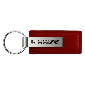 Autogold® - Civic Type R Logo Burgundy Leather Key Chain