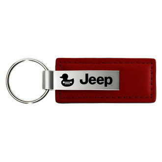 Autogold® - Jeep Duck Logo Burgundy Leather Key Chain