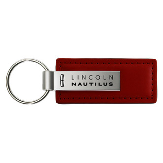 Autogold® - Nautilus Logo Burgundy Leather Key Chain