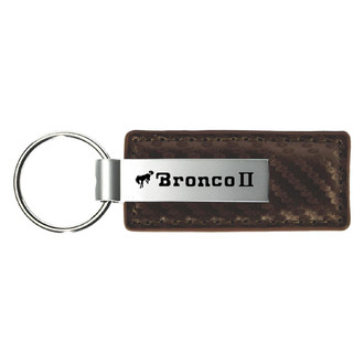 Autogold® - Bronco II Logo Taupe Carbon Fiber Leather Key Chain