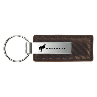 Autogold® - Bronco 2020 Logo Taupe Carbon Fiber Leather Key Chain