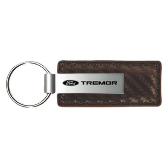 Autogold® - Tremor Logo Taupe Carbon Fiber Leather Key Chain