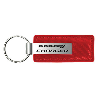 Autogold® - Charger Logo Red Carbon Fiber Leather Key Chain