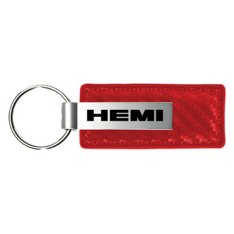 Autogold® - Hemi Logo Red Carbon Fiber Leather Key Chain