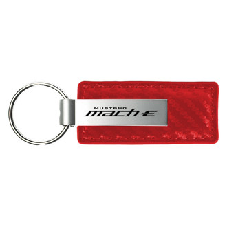 Autogold® - Mach-E Logo Red Carbon Fiber Leather Key Chain
