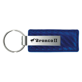 Autogold® - Bronco II Logo Blue Carbon Fiber Leather Key Chain