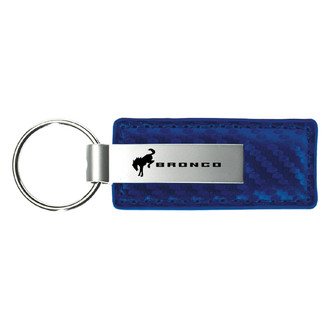 Autogold® - Bronco 2020 Logo Blue Carbon Fiber Leather Key Chain