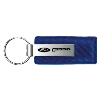 Autogold® - F-550 Logo Blue Carbon Fiber Leather Key Chain