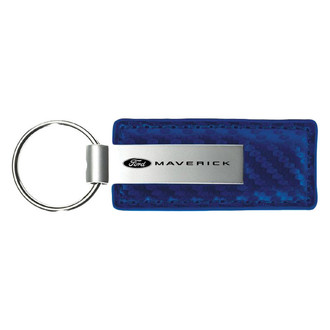 Autogold® - Maverick 2022 Logo Blue Carbon Fiber Leather Key Chain