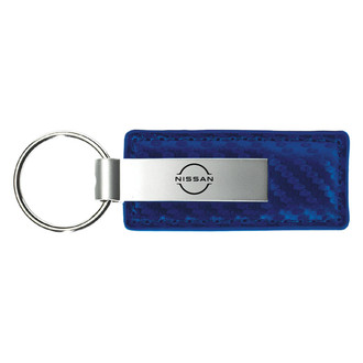 Autogold® - Nissan Logo Blue Carbon Fiber Leather Key Chain