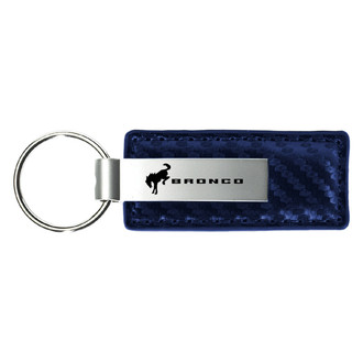 Autogold® - Bronco 2020 Logo Navy Carbon Fiber Leather Key Chain