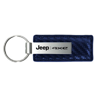 Autogold® - Jeep 4xe Logo Navy Carbon Fiber Leather Key Chain