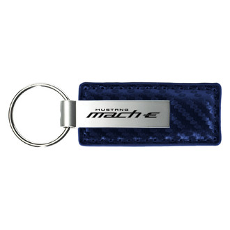 Autogold® - Mach-E Logo Navy Carbon Fiber Leather Key Chain