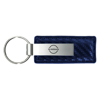 Autogold® - Nissan Logo Navy Carbon Fiber Leather Key Chain