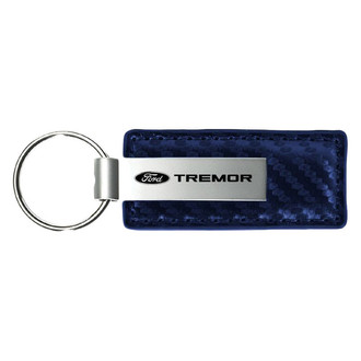 Autogold® - Tremor Logo Navy Carbon Fiber Leather Key Chain