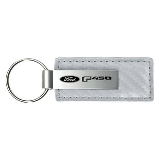 Autogold® - F-450 Logo White Carbon Fiber Leather Key Chain