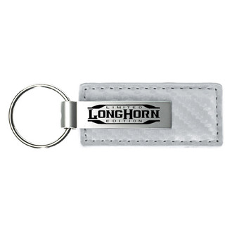Autogold® - Longhorn Limited Edition Logo White Carbon Fiber Leather Key Chain
