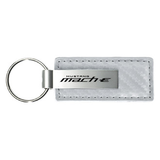 Autogold® - Mach-E Logo White Carbon Fiber Leather Key Chain