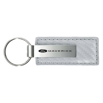 Autogold® - Maverick 2022 Logo White Carbon Fiber Leather Key Chain