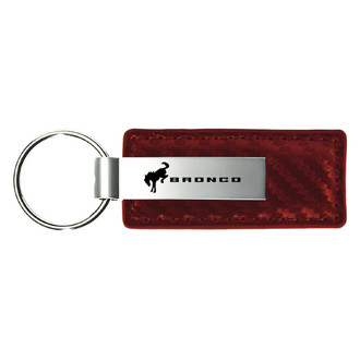 Autogold® - Bronco 2020 Logo Burgundy Carbon Fiber Leather Key Chain