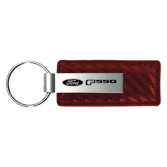 Autogold® - F-550 Logo Burgundy Carbon Fiber Leather Key Chain