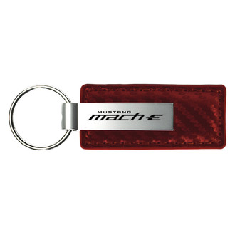 Autogold® - Mach-E Logo Burgundy Carbon Fiber Leather Key Chain