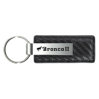 Autogold® - Bronco II Logo Gun Metal Carbon Fiber Leather Key Chain