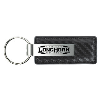 Autogold® - Longhorn Limited Edition Logo Gun Metal Carbon Fiber Leather Key Chain