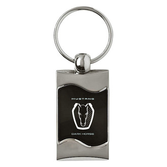 Autogold® - Mustang Dark Horse Logo Rectangular Wave Key Chain