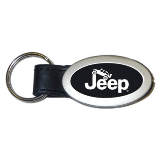 Autogold® - Jeep Climbing Logo Oval Leather Key Chain