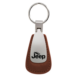 Autogold® - Jeep Climbing Logo Leather Teardrop Key Fob