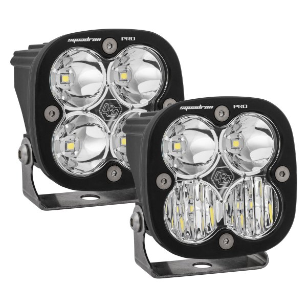 Baja Designs® - Cage Squadron Pro™ 3" 2x40W Square Driving/Combo and Spot Beam LED Lights Kit with 7/8" Mounts