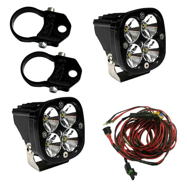 Baja Designs® - Squadron Pro™ 3" 2x40W Square Driving/Combo Beam LED Lights Kit with Vertical 2" Mounts, Full Set
