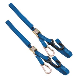 BikeMaster® - 1" x 84" Nylon Blue Carabiner Soft Hook Tie-Downs