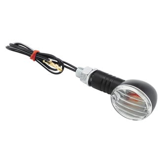 BikeMaster® - Mini-Stalk Black Turn Signal with Clear Lenses