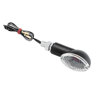 BikeMaster® - Mini-Stalk Black Turn Signal with Clear Lenses