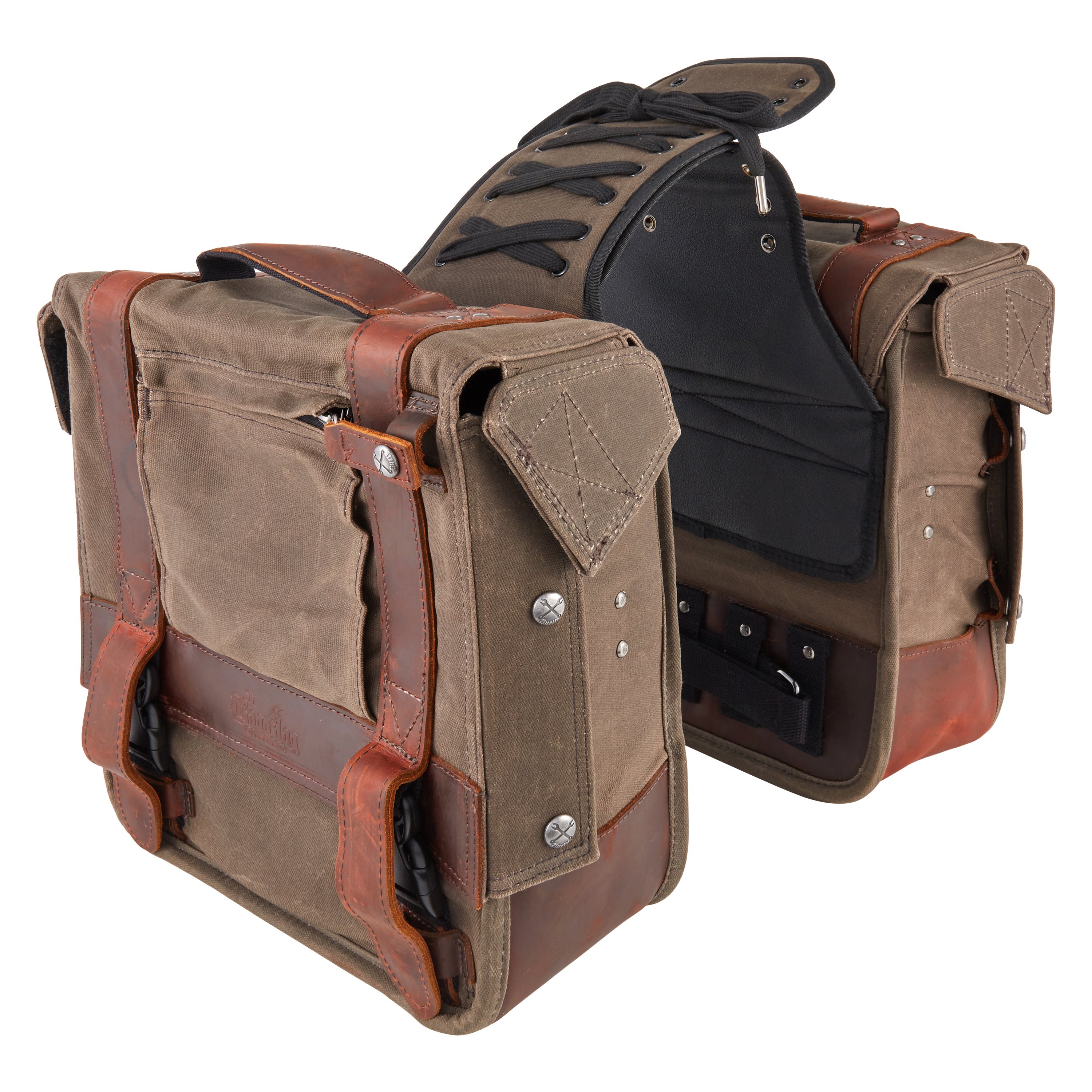 Burly Brand® B15-1002D - Voyager Throw-Over Dark Oak Saddlebag