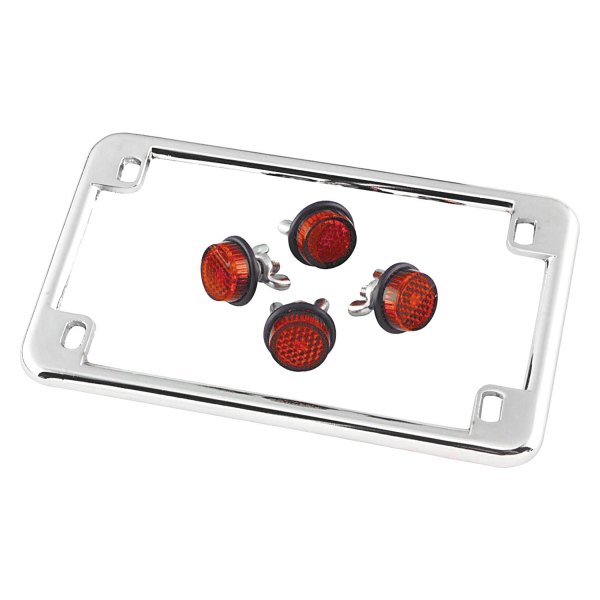 Chris® - Chrome License Plate Frame with 4 Red Reflectors
