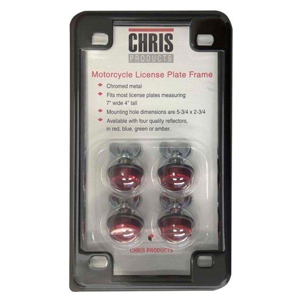 Chris® - Black License Plate Frame with 4 Red Reflectors