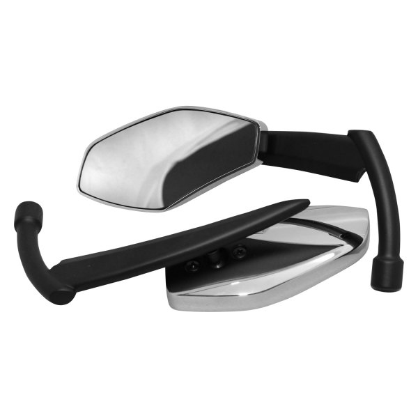 CIPA® - Left/Right Classic Knife Blade Motorcycle Chrome and Black Mirror Set