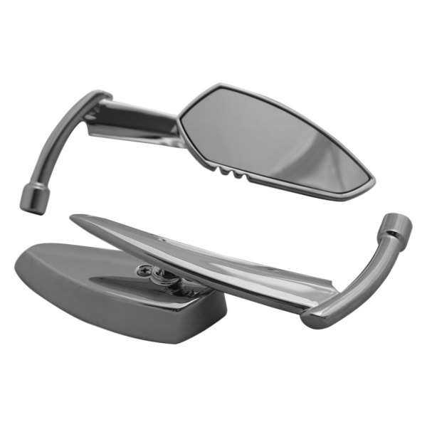 CIPA® - Left/Right Serrated Blade Motorcycle Chrome Mirror Set