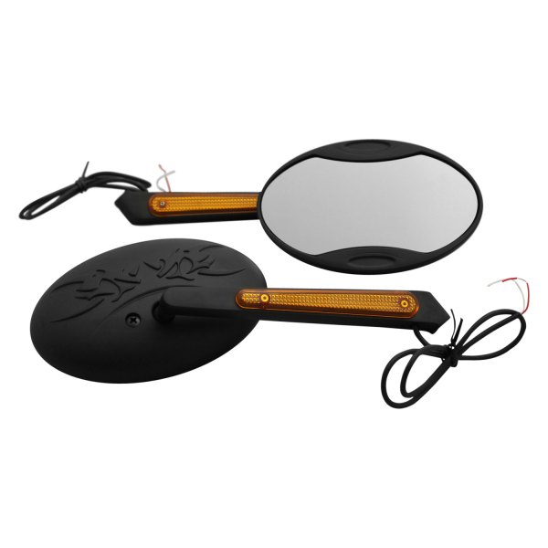 CIPA® - Left/Right LED Lighted Motorcycle Black Mirror Set