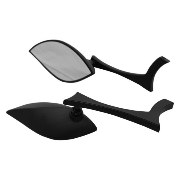 CIPA® - Left/Right Stylized Teardrop Motorcycle Black Mirror Set