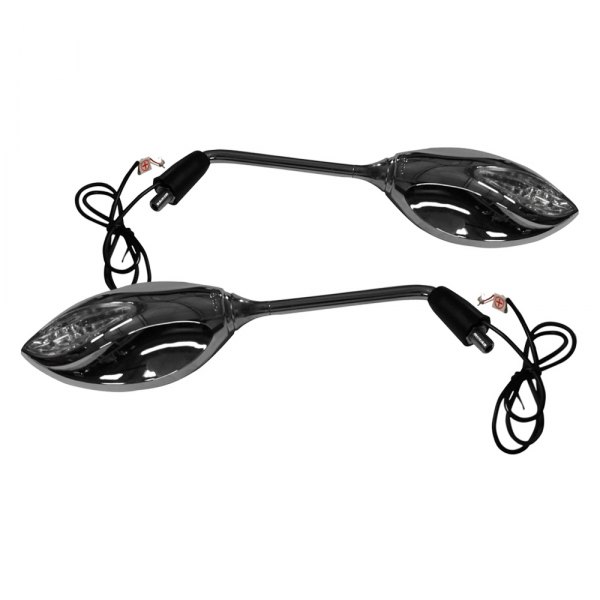 CIPA® - Left/Right Sport Bike Lighted Motorcycle Chrome Mirror Set