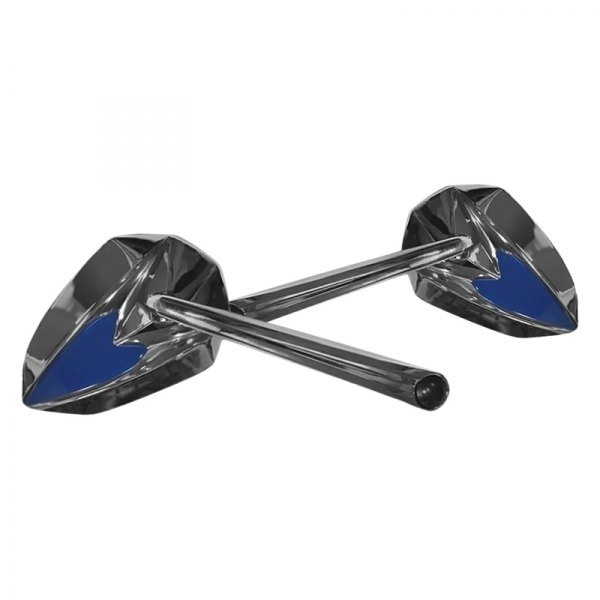 CIPA® - Left/Right Motorcycle Ultra Blue on Chrome Mirror Set