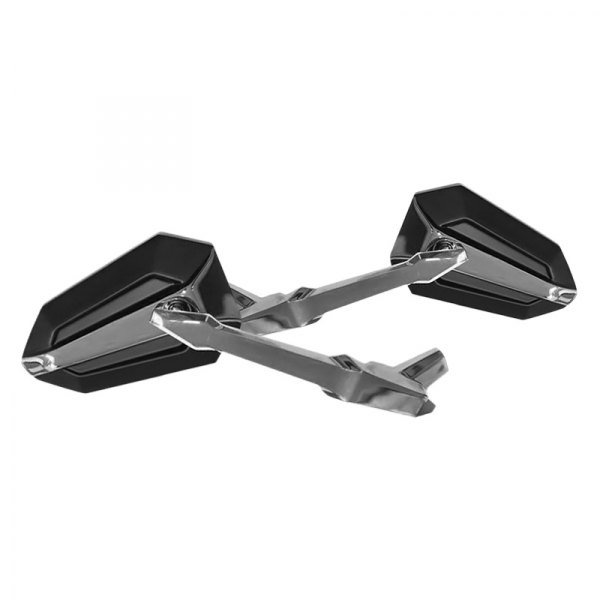 CIPA® - Left/Right Motorcycle Ultra Black Paint on Chrome Mirror Set