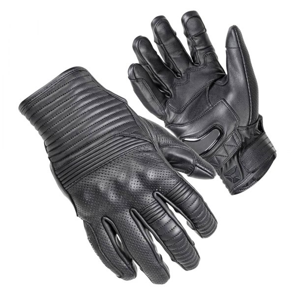 Cortech® - "The Bully" Short Cuff Leather Gloves (Medium, Black)
