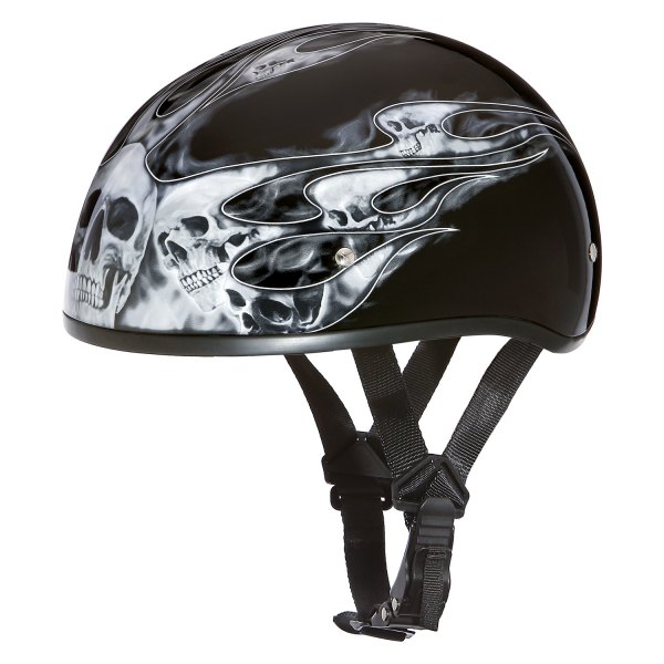 Daytona Helmets® - Skull Cap Skull Flames Half Shell Helmet