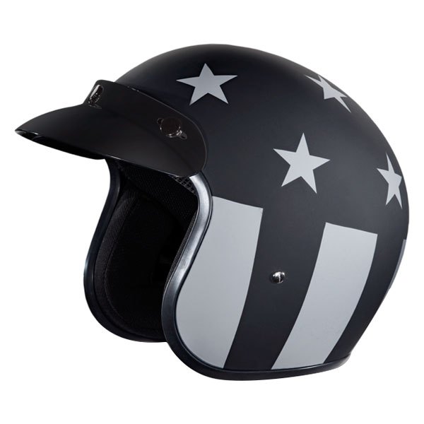 Daytona Helmets® - Cruiser Captain America Stealth Open Face Helmet with Visor